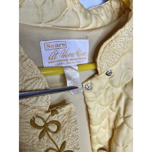 Sears at Home Wear Quilted Robe Long Lined Button Up Size Large Union Made 1970s - Picture 10 of 10
